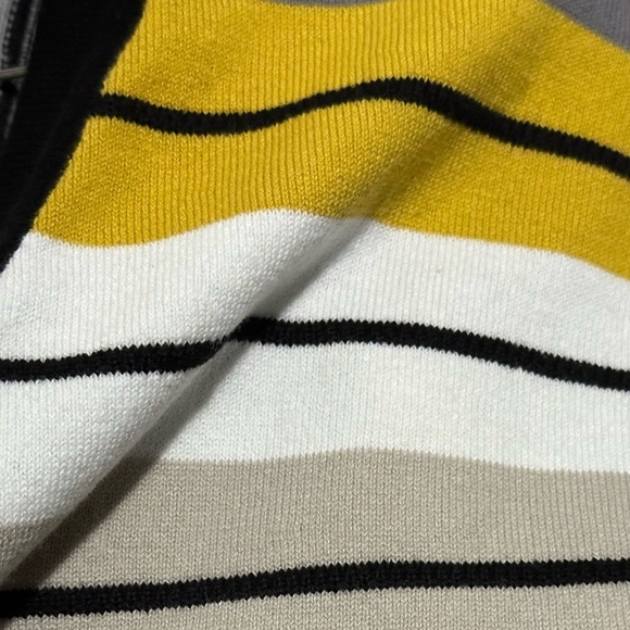117 Kasper | NWOT $119 Striped Yellow White Kit Open-Front Cardigan (Size M) - Picture 6 of 11